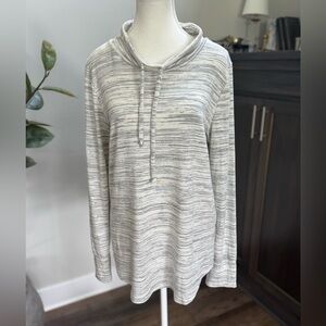 XL Ink, Love and Peace Striped Gray and White Hoodie